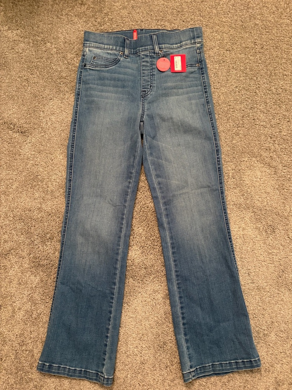 NWOT Spanx Crop Kick Flare Jeans Vintage Indigo Pull On Stretch Denim 20541R S